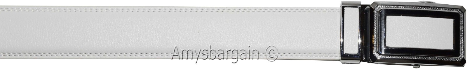 Men’s Belt XL White Leather Automatic lock Dress / Casual belt adjustable belt - Image 8