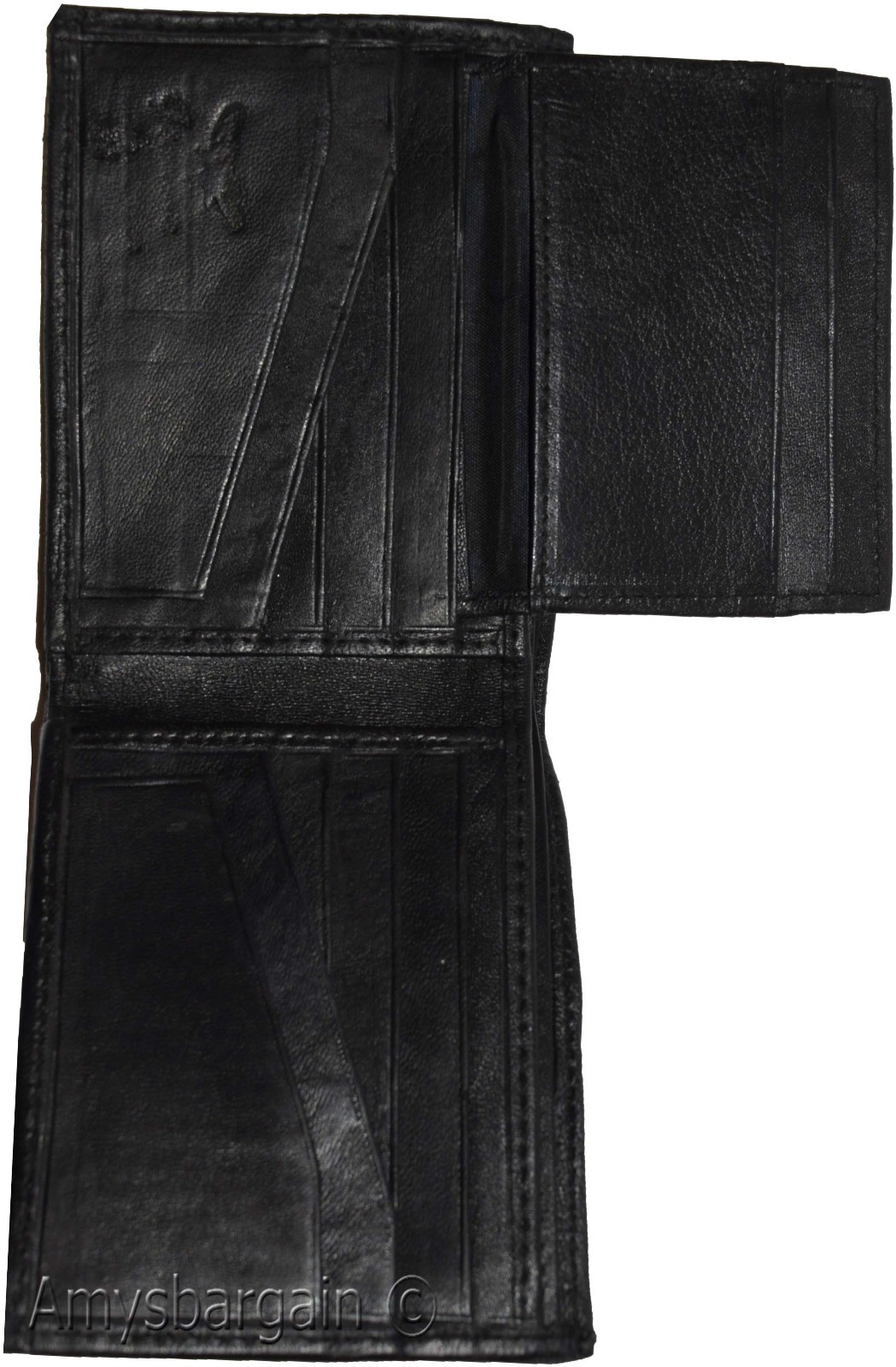Men's Bifold Black Wallet Genuine Leather 12 Credit Card 2 ID 3 Bill slots new - Image 13