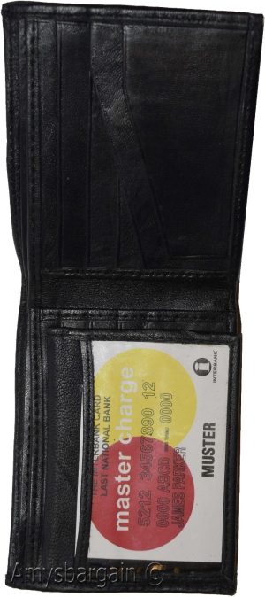 Men's Bifold Black Wallet Genuine Leather 12 Credit Card 2 ID 3 Bill slots new - Image 7