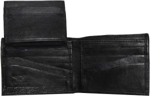 Men's Bifold Black Wallet Genuine Leather 12 Credit Card 2 ID 3 Bill slots new - Image 8