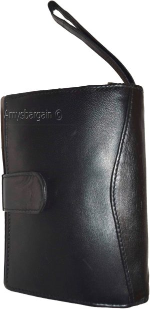 Men's Genuine Leather Fashion Business Wrist Clutch Bag Organizer Black Bag BNWT - Image 9