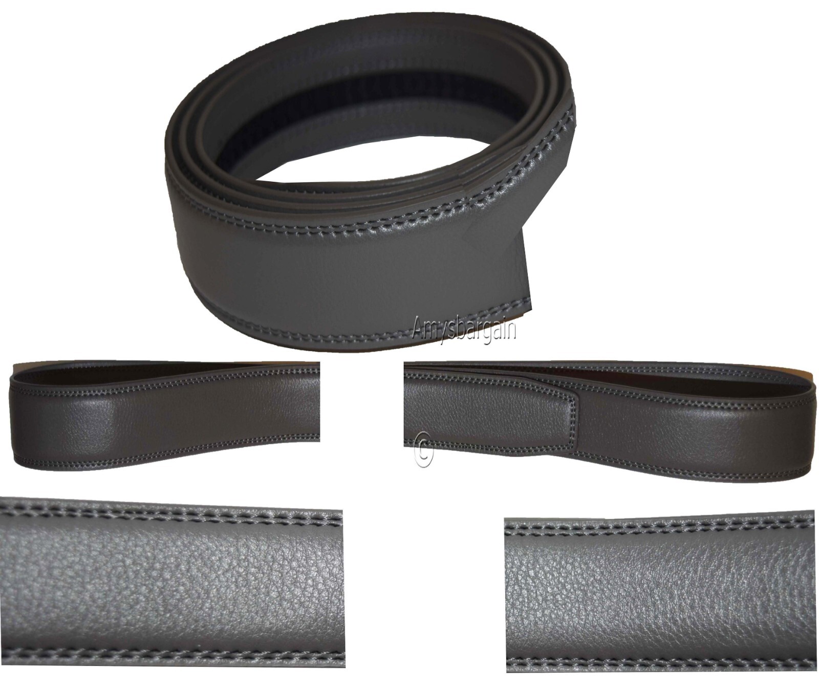 Men’s Gray leather belt strap Size XL. 43" strap genuine leather New Strap only