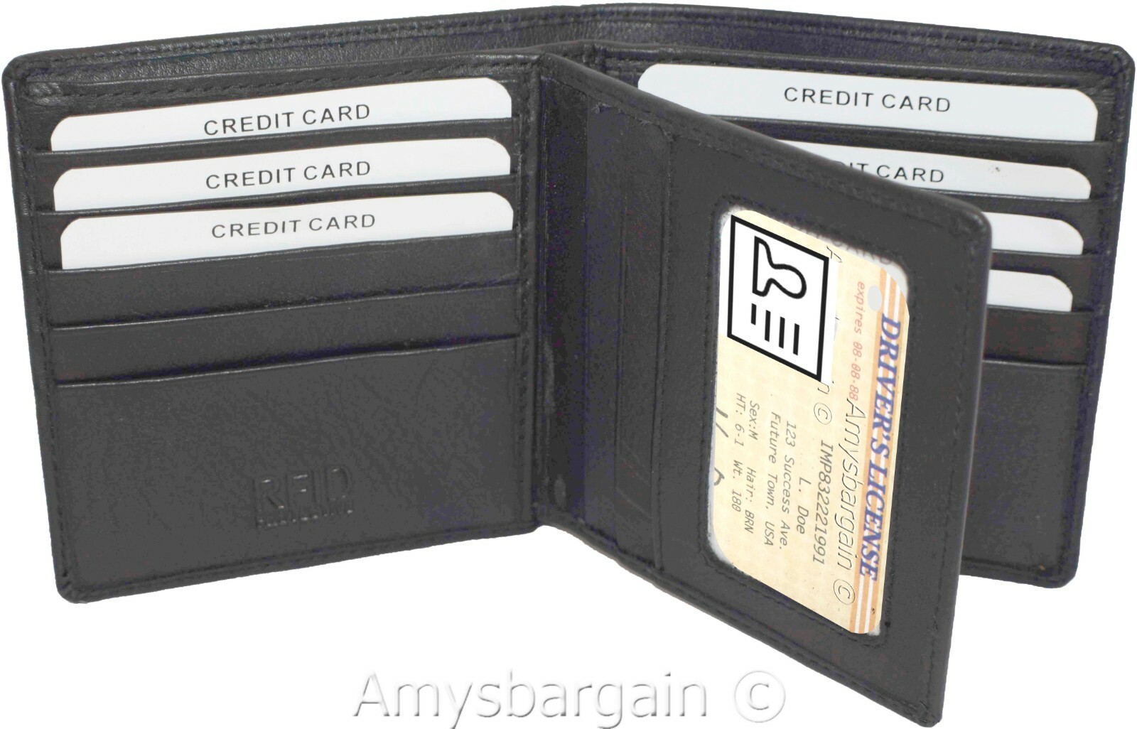 Men's Hipster Wallet RFID Blocking Leather Bifold 16 Cards. ID New wallet in Box - Image 4