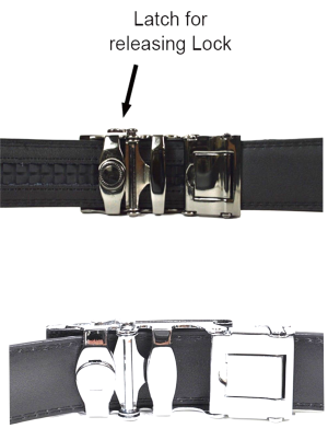 Men's Leather Dress Belt (1X) Auto Lock belt, Men's Black Quick lock BR New belt - Image 3