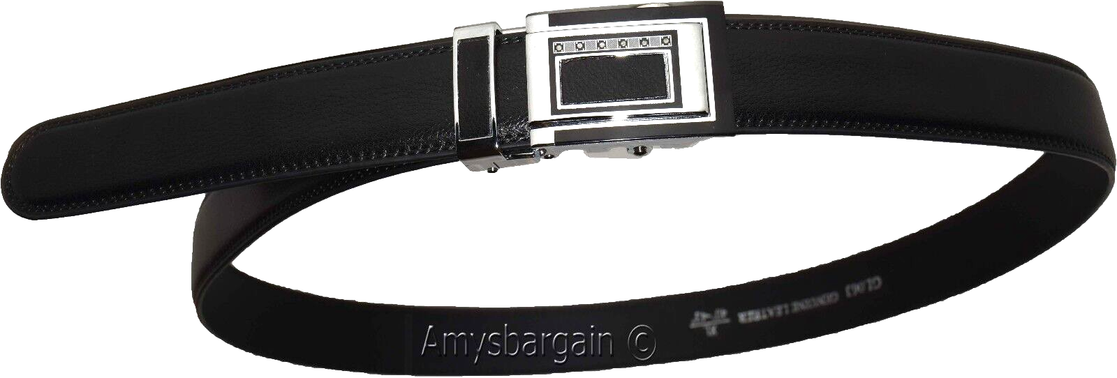 Men's Leather Dress Belt (XL) Auto Lock belt, Men's Black Quick lock belt GL063 - Image 3