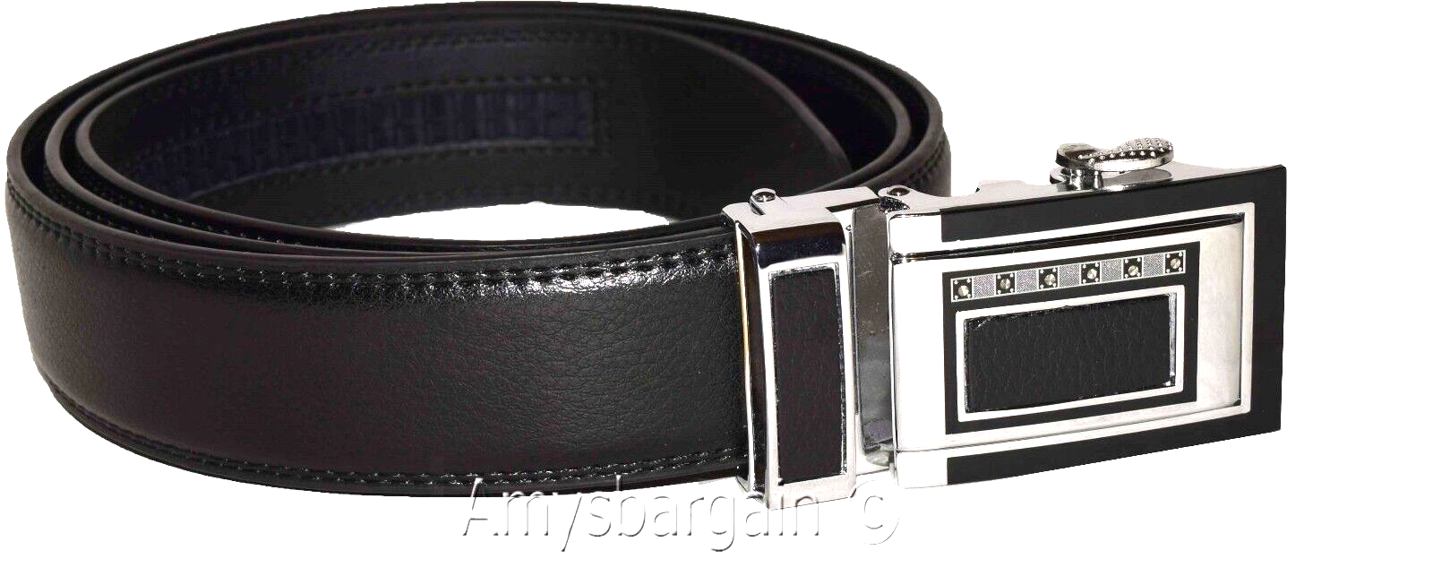 Men's Leather Dress Belt (XL) Auto Lock belt, Men's Black Quick lock belt GL063