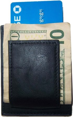 Men’s Leather Money Clip, Credit card/ID holder, wallet with magnetic money clip
