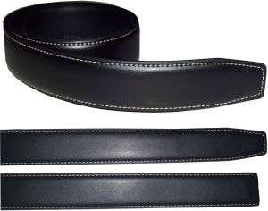 Men’s Leather belt strap Automatic sliding buckle Auto-lock Strap only Blk/white - Image 11