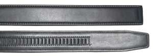 Men’s Leather belt strap Automatic sliding buckle Auto-lock Strap only Blk/white - Image 4