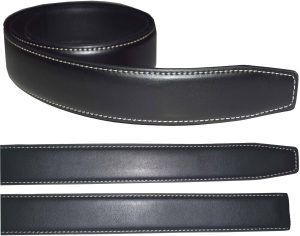 Men’s Leather belt strap Automatic sliding buckle Auto-lock Strap only Blk/white