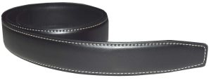 Men’s Leather belt strap Automatic sliding buckle Auto-lock Strap only Blk/white - Image 5