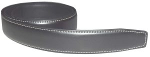 Men’s Leather belt strap Automatic sliding buckle Auto-lock Strap only Blk/white - Image 6