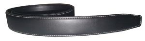 Men’s Leather belt strap Automatic sliding buckle Auto-lock Strap only Blk/white - Image 9