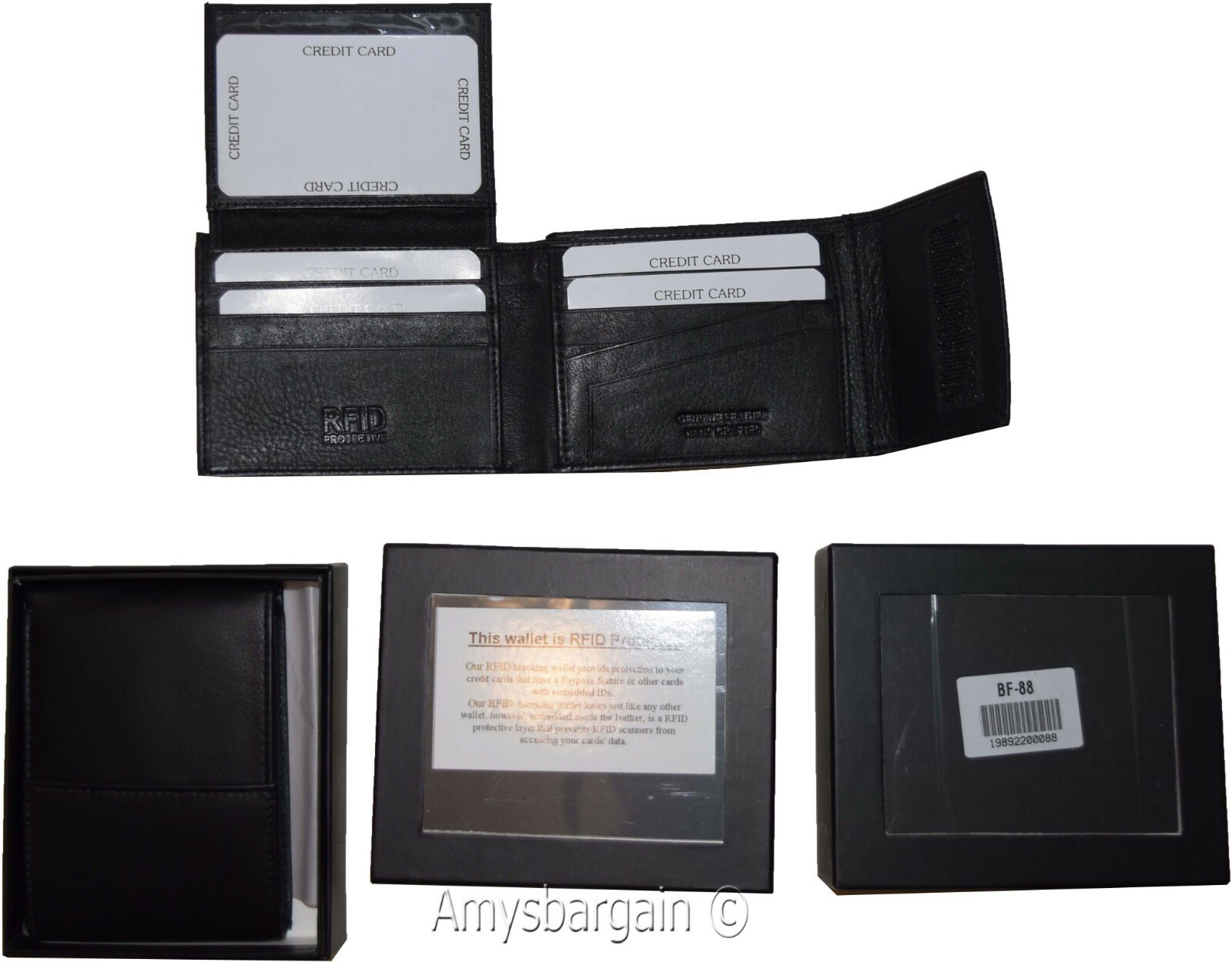 Men's Leather wallet RFID Bifold genuine leather 2 billfold 2 ID. New in Box - Image 4