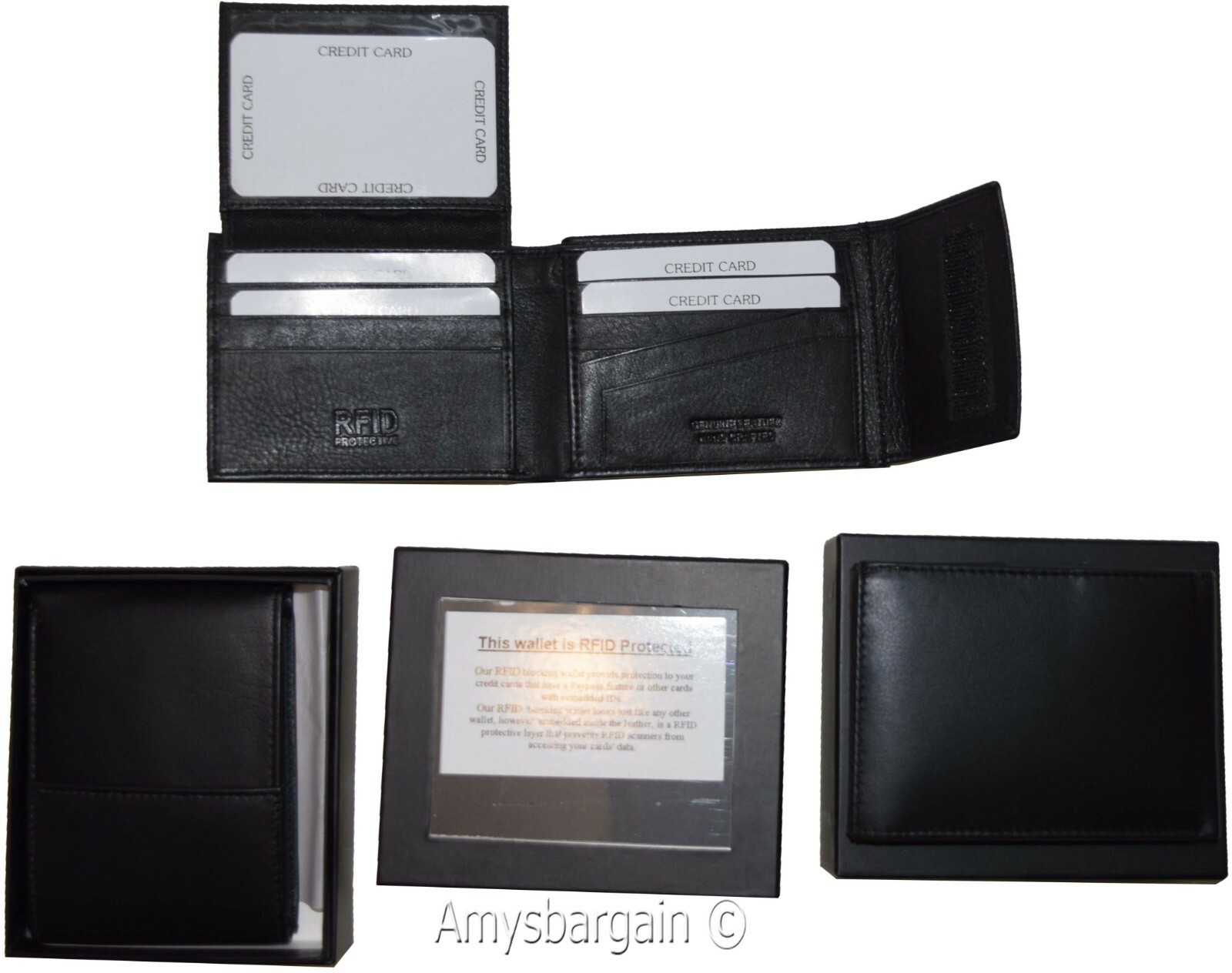 Men's Leather wallet RFID Bifold genuine leather 2 billfold 2 ID. New in Box - Image 5