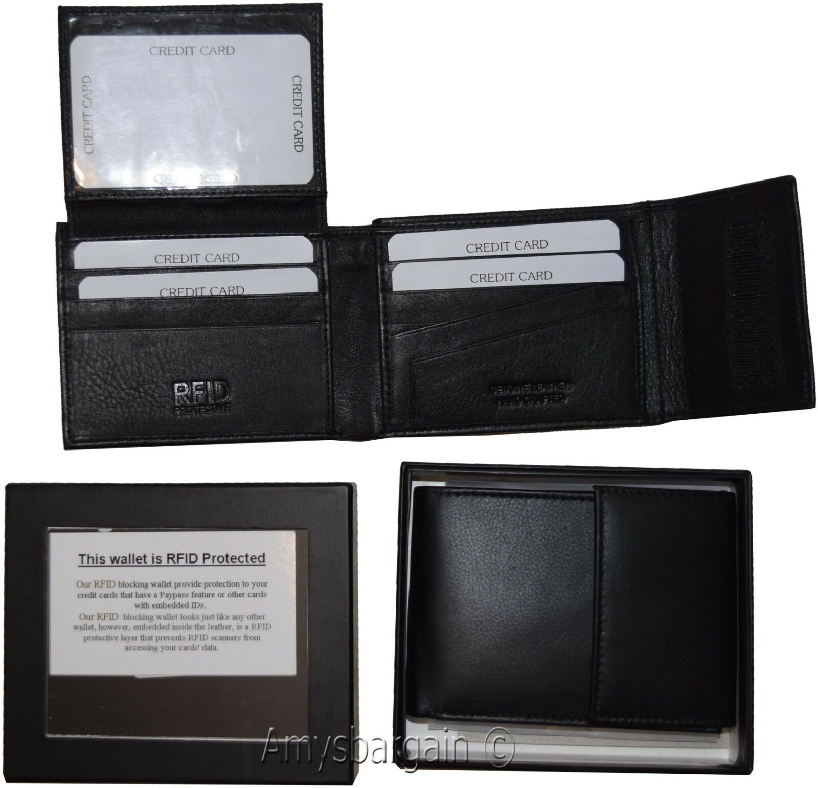 Men's Leather wallet RFID Bifold genuine leather 2 billfold 2 ID. New in Box - Image 9