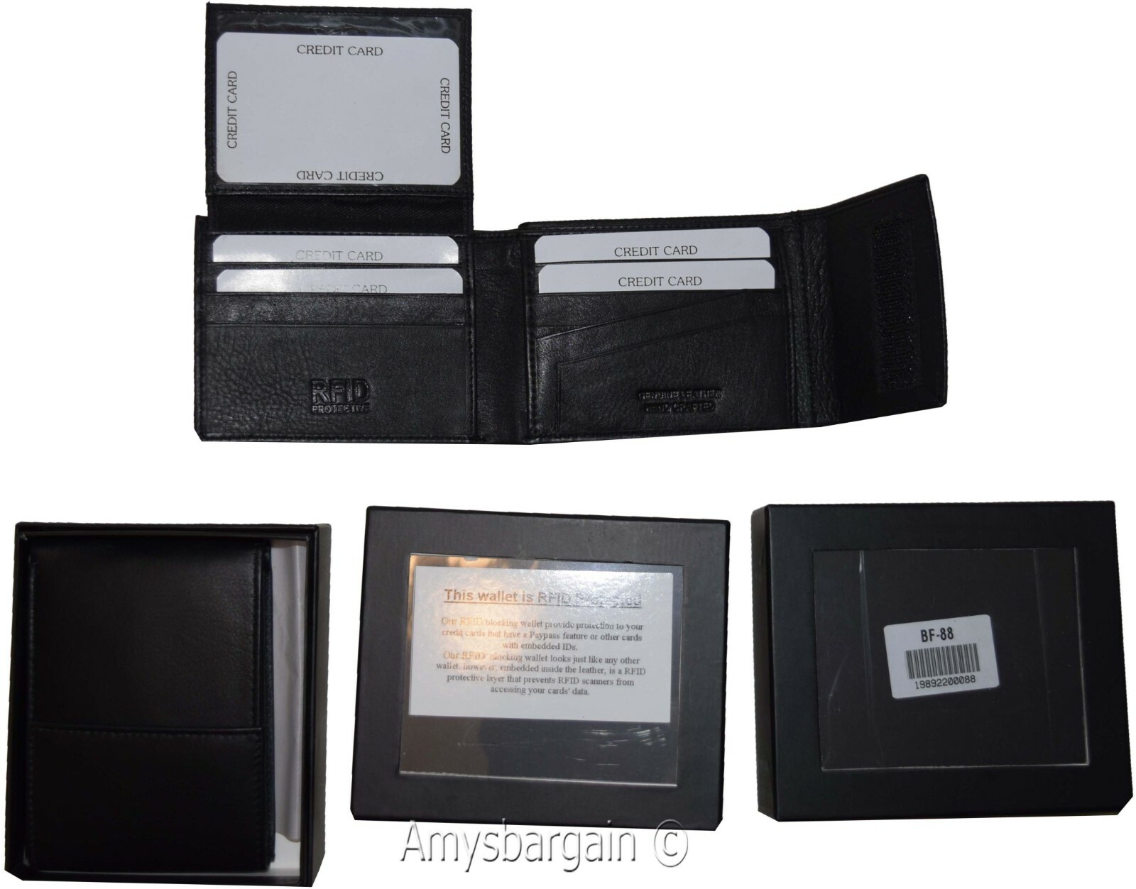 Men's Leather wallet RFID Bifold genuine leather 2 billfold 2 ID. New in Box