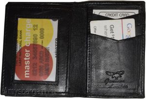 Men's Trifold wallet Genuine Leather 7 credit card ID Billfold Black Wallet BNWT - Image 12