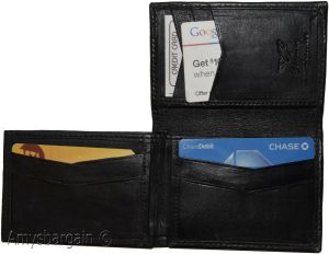 Men's Trifold wallet Genuine Leather 7 credit card ID Billfold Black Wallet BNWT - Image 13