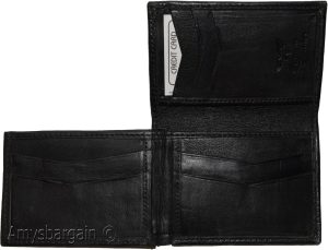 Men's Trifold wallet Genuine Leather 7 credit card ID Billfold Black Wallet BNWT - Image 4