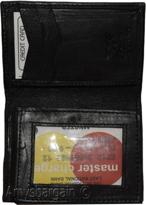 Men's Trifold wallet Genuine Leather 7 credit card ID Billfold Black Wallet BNWT - Image 5