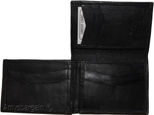 Men's Trifold wallet Genuine Leather 7 credit card ID Billfold Black Wallet BNWT - Image 8