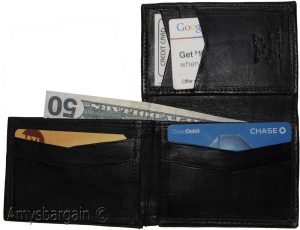 Men's Trifold wallet Genuine Leather 7 credit card ID Billfold Black Wallet BNWT - Image 9