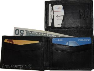 Men's Trifold wallet Genuine Leather 7 credit card ID Billfold Black Wallet BNWT - Image 10