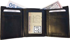 Men’s Wallet Genuine leather Trifold wallet 1 ID window 6 card 2 bill slots - Image 6