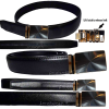 Men's belt. 48" Genuine Leather Dress Belt. Automatic lock. Gunmetal Buckle #686