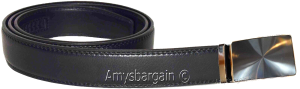 Men's belt. 48" Genuine Leather Dress Belt. Automatic lock. Gunmetal Buckle #686 - Image 4