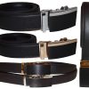 Men's belt Genuine Leather Dress Belt Automatic Lock buckle Men's Black belt