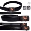 Men's belt. Leather Belt Automatic lock Click Comfort Rooster Buckle UP to 50" N