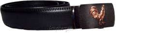 Men's belt. Leather Belt Automatic lock Click Comfort Rooster Buckle UP to 50" N - Image 7