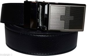 Men's belt leather dress Belt w/ auto Lock sliding buckle XL black belt BN - Image 8