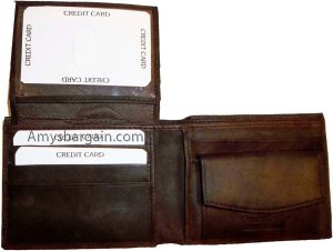 Men's bi-fold Leather Wallet 7 credit debit card ID Change purse 2 bill spaces - Image 11