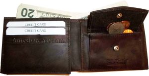 Men's bi-fold Leather Wallet 7 credit debit card ID Change purse 2 bill spaces - Image 3