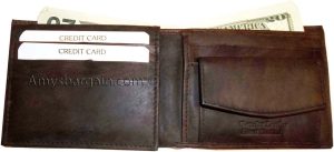 Men's bi-fold Leather Wallet 7 credit debit card ID Change purse 2 bill spaces - Image 4