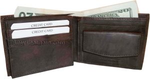 Men's bi-fold Leather Wallet 7 credit debit card ID Change purse 2 bill spaces - Image 5