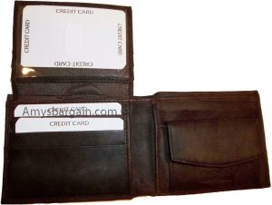 Men's bi-fold Leather Wallet 7 credit debit card ID Change purse 2 bill spaces - Image 8