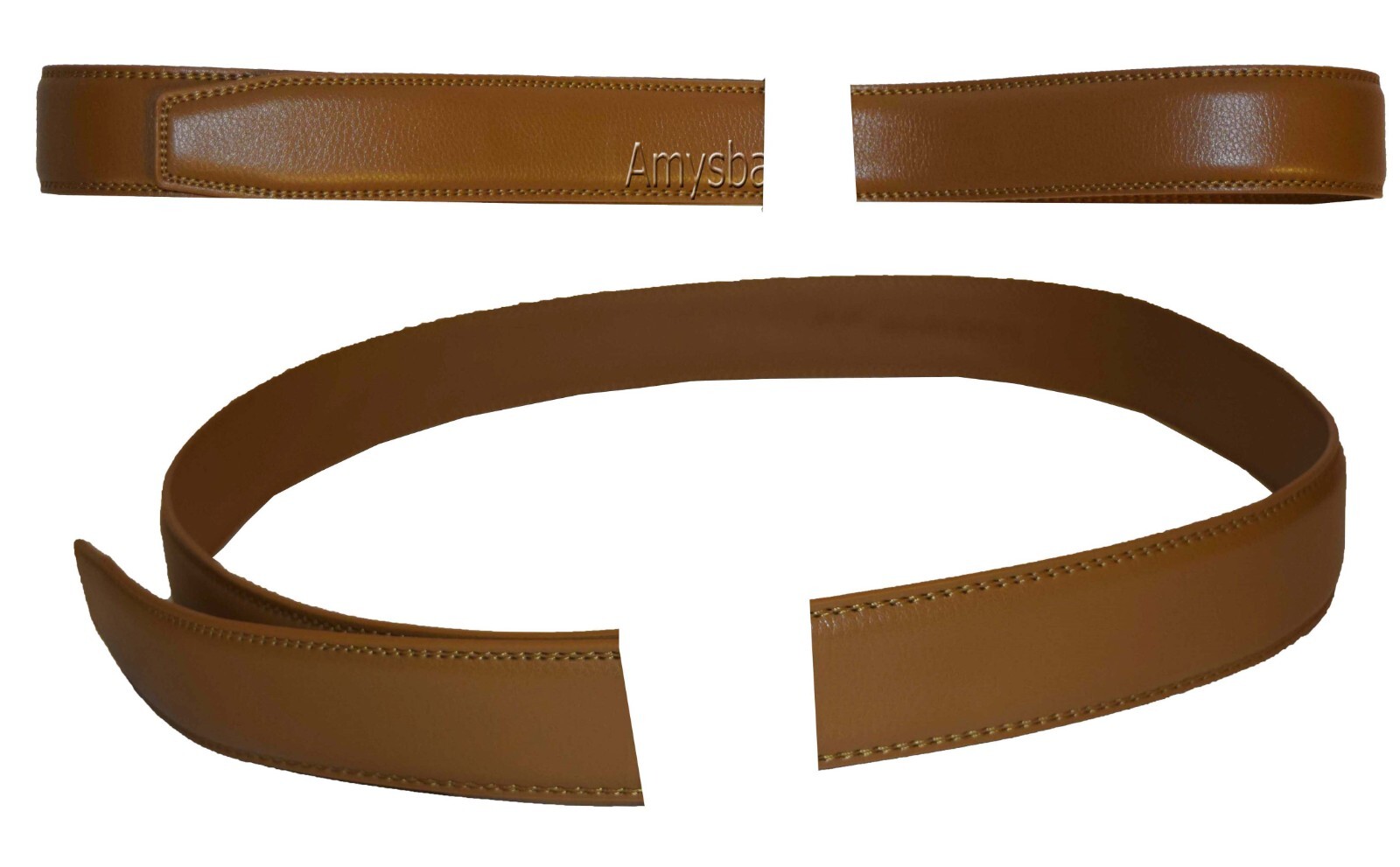 Men’s camel leather belt strap Size L. 38" strap Genuine leather New Strap only - Image 14