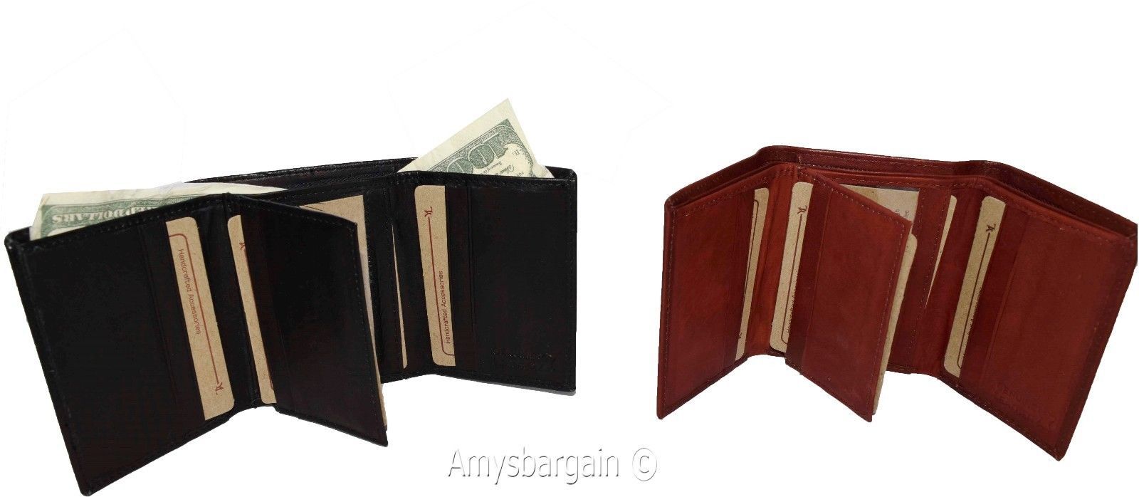 Men's genuine Leather Tri-fold wallet 10 credit debit cards 2 Bill pockets 1 ID - Image 11