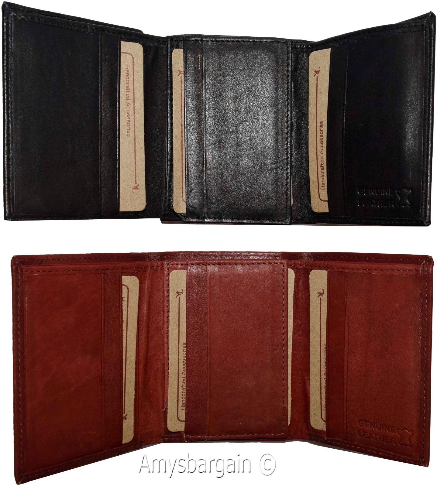 Men's genuine Leather Tri-fold wallet 10 credit debit cards 2 Bill pockets 1 ID - Image 13