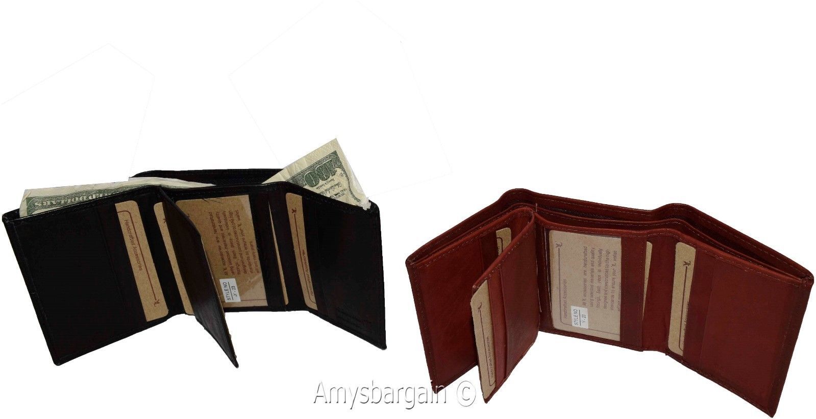 Men's genuine Leather Tri-fold wallet 10 credit debit cards 2 Bill pockets 1 ID - Image 9