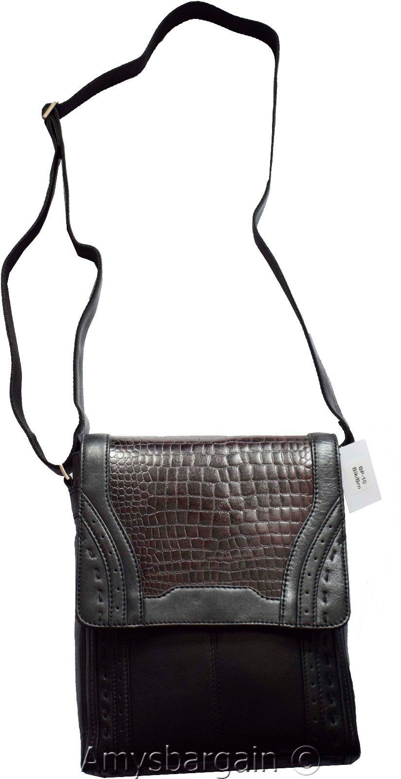 Men's hand bag, Black & Brown Shoulder Bag Handbag Men's Fashion leather bag BN - Image 11