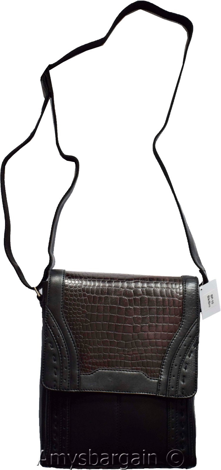 Men's hand bag, Black & Brown Shoulder Bag Handbag Men's Fashion leather bag BN - Image 12