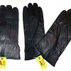 Men's leather gloves, Black Zip on wrist winter gloves lined warm gloves Br New