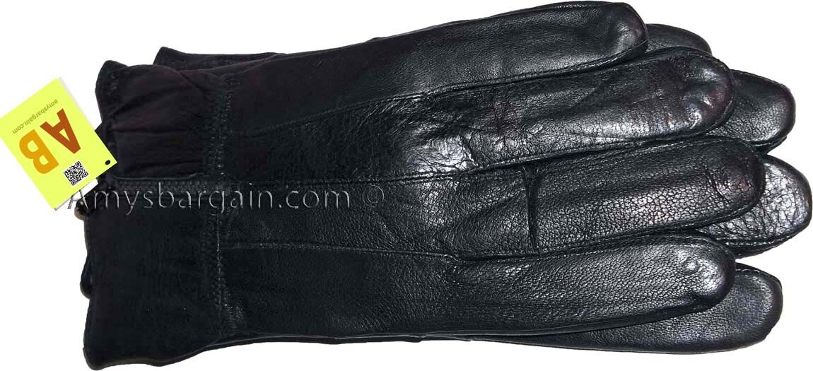 Men's leather gloves, Black Zip on wrist winter gloves lined warm gloves Br New - Image 14