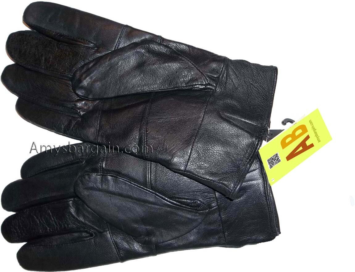 Men's leather gloves, Black Zip on wrist winter gloves lined warm gloves Br New - Image 15
