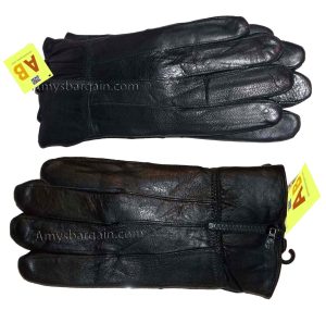 Men's leather gloves, Black Zip on wrist winter gloves lined warm gloves Br New - Image 16
